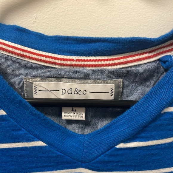 PD & C casual Striped Short Sleeved V Neck T Shirt - Picture 3 of 4